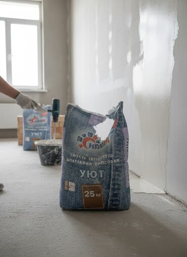 декоративный гипсовый кирпич: Гипсовая шпаклевка «Уют» от производителя «Наши» в мешках по 25 кг — 1