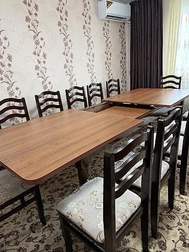 Эмерек: Конок бөлмөсү үчүн үстөл жана отургуч, Колдонулган, Өзү алып кетүү, түсү - Күрөң — 7