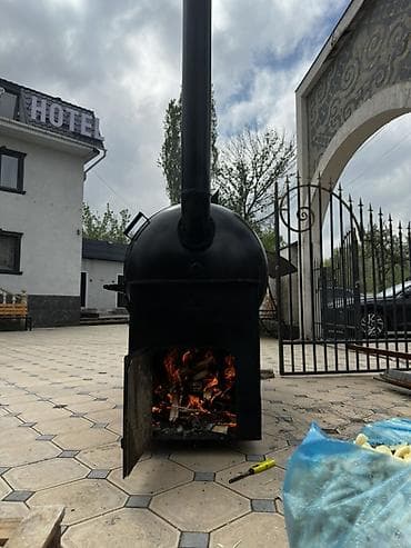 печка для пиццы: Промышленный офсетный смокер-гриль (мангал-коптильня) на дровах — 2