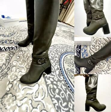 сапоги из натурального меха и кожи: Сапоги нат.кожа в идеальном состоянии необычный цвет крем прилагается — 1