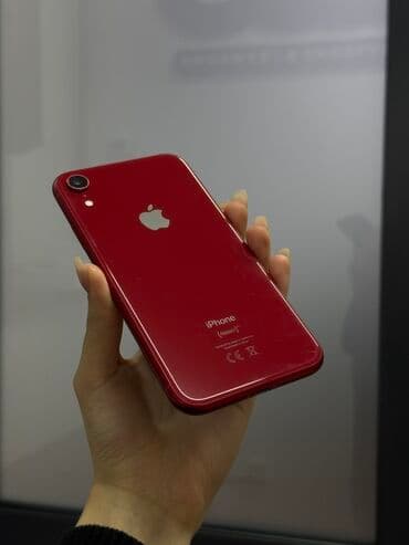 телефон верту: IPhone Xr, Колдонулган, 64 ГБ, Кызыл, Коргоочу айнек, 80 % — 1