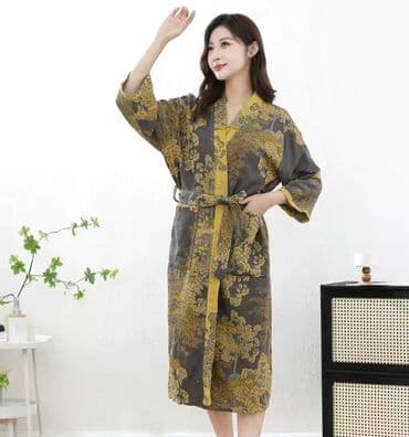 белая ночная сорочка: Халат, Муслин, Китай, 4XL — 2