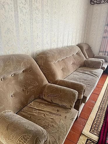 кресло с откидной спинкой и подставкой для ног: Комплект мягкой мебели, цвет - Бежевый — 3