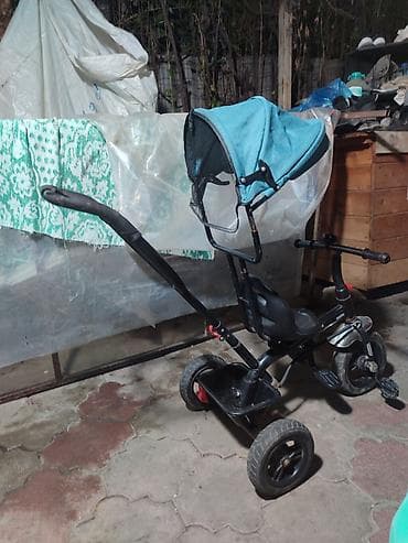 багги взрослый: Детский трехколесный велосипед с родительской ручкой и капюшоном — 4