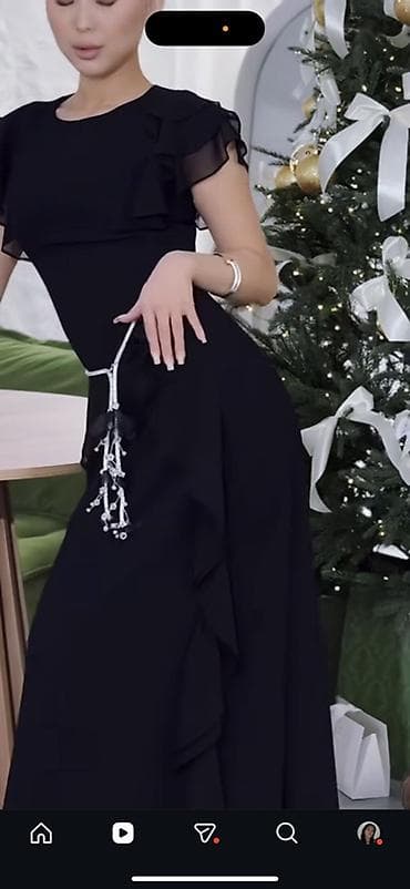 Пляж үчүн кийимдер: Кече көйнөгү, Коктейл, Узун модель, Шифон, Жеңдери менен, L — 5