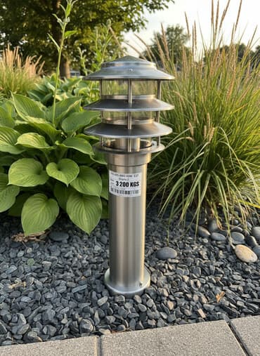 мощные садовые фонари на солнечных батареях: Стильный уличный столбчатый светильник из нержавеющей стали с — 1