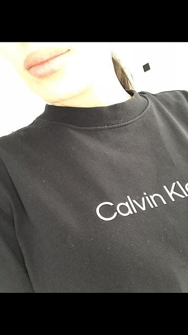 armani code: Футболка, Оверсайз, США, Calvin Klein, Хлопок, Б/у, S, M — 2
