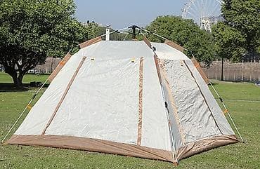 спорт: Просторная кемпинговая палатка-тент типа «домик» (бежевая) размеры — 8