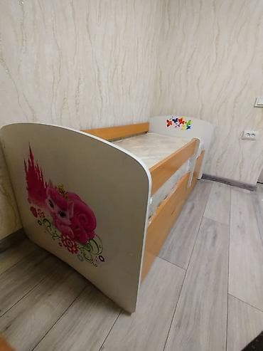 Детская односпальная кровать, Для девочки, С матрасом, ДСП