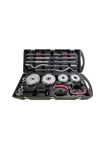 Набор штанг гантелей и гири 58 кг в кейсе (прямой и EZ-гриф)