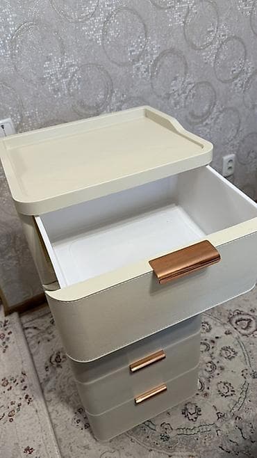 Комоды: Комод для одежды, Новый, Без зеркала, Пластик, цвет - Бежевый — 2