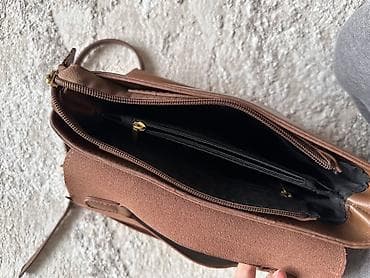 Портфели: Сумка через плечо/на руку, коричневая - Материал: гладкая эко-кожа. - — 3