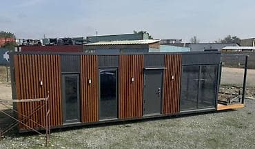 модульные дома: Модульный дом с террасой - Планировка: кухня-гостиная, отдельная — 7