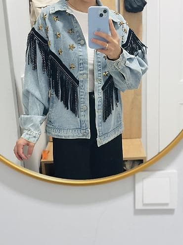 denim tears: Джинсовая куртка, Свободная модель, Осень-весна, Со стразами, XS — 2