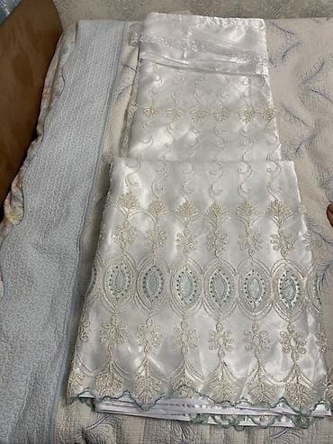 ролл шторы в бишкеке цены: Кошого Комплект белых штор с кружевной вышивкой - Ткань: плотный — 1