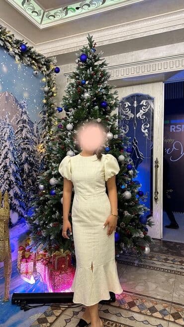 платья из ангоры больших размеров: Вечернее платье, Длинная модель, Твид, С рукавами, M — 1