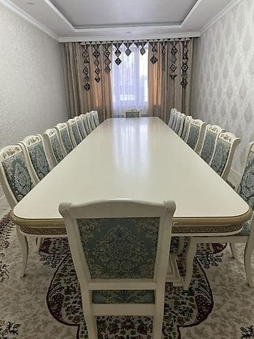 Эмерек: Конок бөлмөсү үчүн үстөл жана отургуч, Колдонулган, түсү - Ак — 2