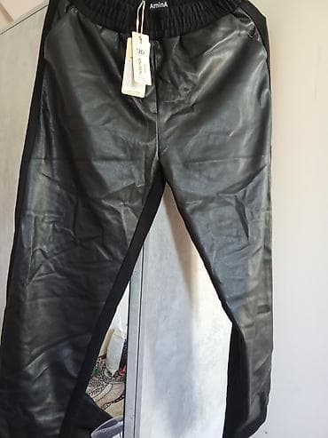 кожаные шорты: Брюки-джоггеры из эко-кожи, черные. - Модель: джоггеры/спортивные — 2