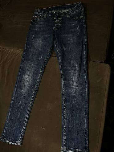 джинсы с начесом женские: Джинсы женские, темно-синие (индиго) с эффектом потертостей и легким — 3