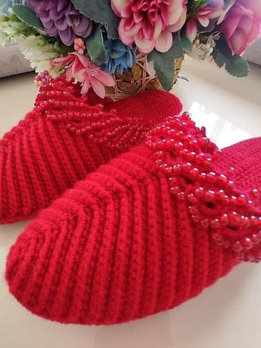 red centr: Домашние тапочки, 38.5, Новый, цвет - Красный, Самовывоз — 6