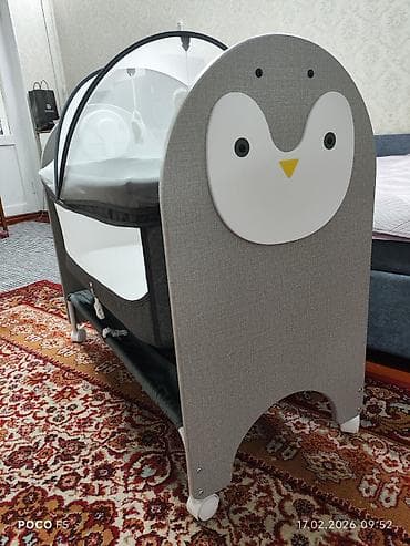 Детская мебель: Детская приставная кроватка, Новый, С колесиками, цвет - Серый — 6