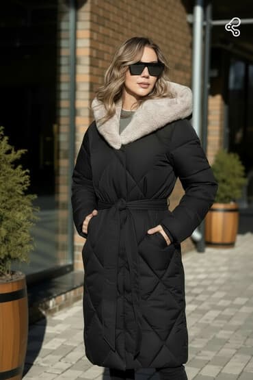 длинное мужское пальто с капюшоном: Пальто, Классика, Зима, Длинная модель, С поясом, С капюшоном, 2XL — 1