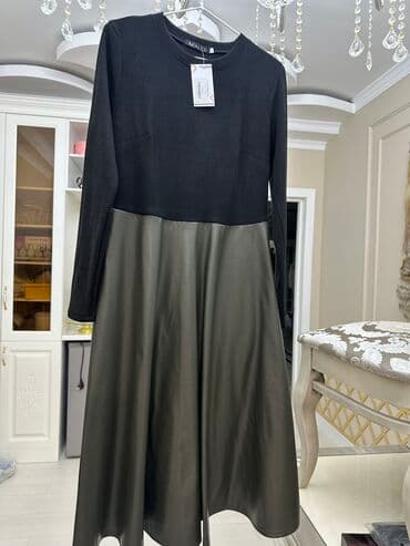 леопардовое платье в пол: Повседневное платье, Турция, Осень-весна, Средняя модель, Трапеция, M — 1