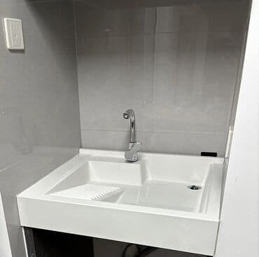 кухонный шкаф с мойкой: Раковина для ванной, Особенности: Матовое, Квадрат форма, Материал: Искусственный камень — 8