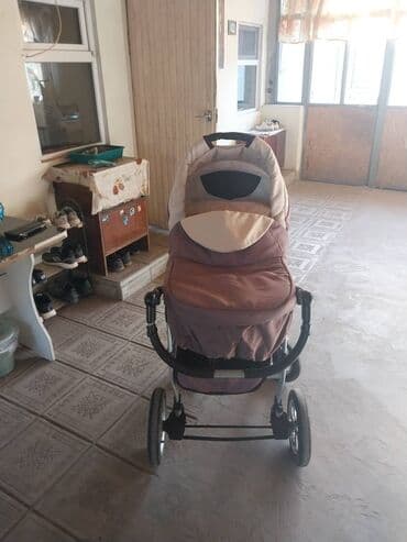 коляска для двойни 3 в 1 бу: Коляска, цвет - Коричневый, Б/у — 3