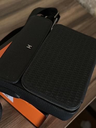 большой клатч: Мужская барсетка Hermes из натуральной кожи. Размер: ?7 см. Очень — 2
