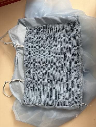 голубое платье: Вечернее платье, Пышное, Короткая модель, Шифон, Без рукавов, Стандарт — 2