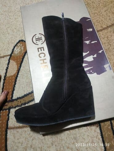 сапоги зимние женские натуральная кожа натуральный мех распродажа: Сапоги, 36, Ecco, Б/у, цвет - Коричневый — 1