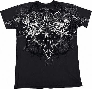 red centr: Футболка Affliction с крупным графическим принтом - Цвет: черный - — 1