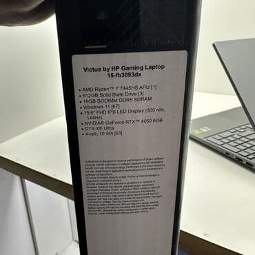 victus: Ноутбук, HP, 16 ГБ ОЗУ, AMD Ryzen 7, 15.6 ", Новый, Для работы, учебы, память SSD — 8