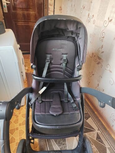 детские зимние прогулочные коляски: Коляска, цвет - Черный, Б/у — 5