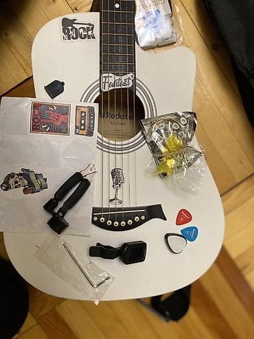 Гитары: Акустическая гитара Rockstar RS-38 WH, цвет белый, вырез cutaway — 2