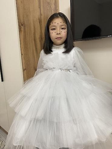 новогодние детские платья: Детское платье, цвет - Белый — 1