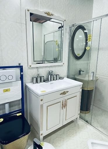 casa bella: Тумба для ванны, Новый, С раковиной, ЛДСП, Бесплатная доставка, цвет - Белый — 1