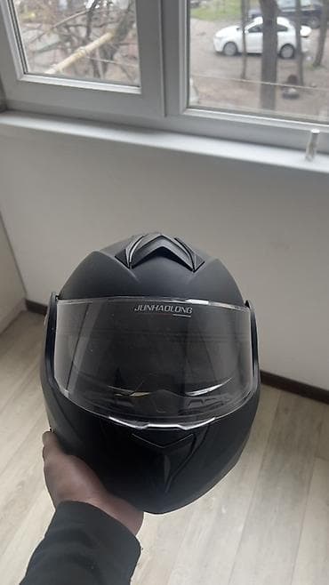 мото транспорт: Мотошлем JUNHAOLONG, модульный (flip-up), матовый черный - Тип — 2