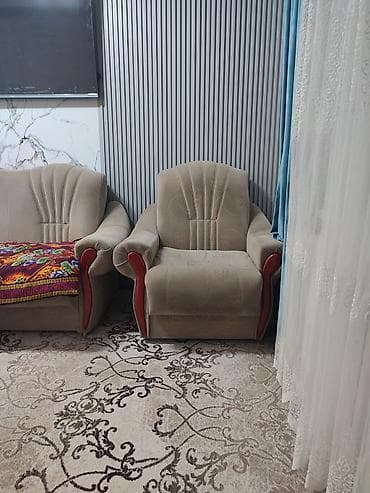 sofa bed: Комплект мягкой мебели, Б/у, Самовывоз, цвет - Бежевый — 3