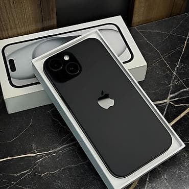 IPhone 15, Новый, 128 ГБ, Черный, Зарядное устройство, Защитное стекло, Чехол, 100 %
