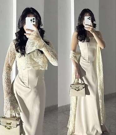 devit 3: Вечернее платье, Классическое, Длинная модель, Креп, Шлейф, Корсет, Открытая спина, M — 3