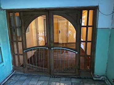 Межкомнатная дверь, Б/у, Со стеклом, Двухстворчатая, Деревянная, Распашная, Арочная, цвет - Коричневый at lalafo.kg Межкомнатная дверь, Б/у, Со стеклом, Двухстворчатая, Деревянная, Распашная, Арочная, цвет - Коричневый