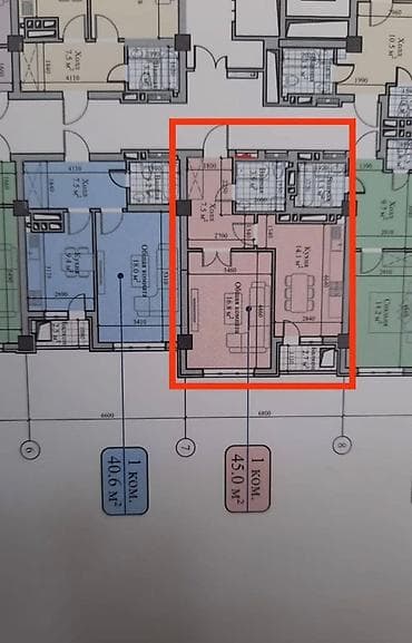 батирлерди сатуу: 1 бөлмө, 45 м², 12 кабат, ПСО (өз алдынча бүтүрүү) — 1