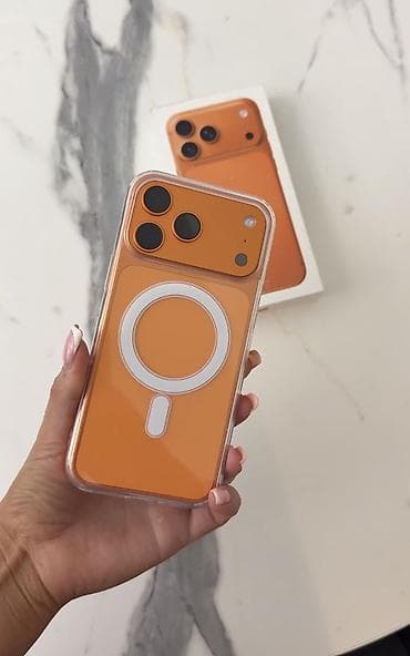 айфон оригинал: IPhone 17 Pro Max, Б/у, 256 ГБ, Оранжевый, Чехол, Кабель, Коробка, 100 % — 2