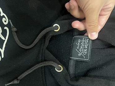 селена: Архивное Ed hardy черное худи с большим принтом на спине размер М — 4