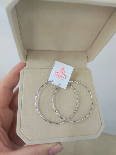 свадебное платье для высокой невесты: Серебряные серьги, Проба 925, Без вставки, Женские, Новый — 2