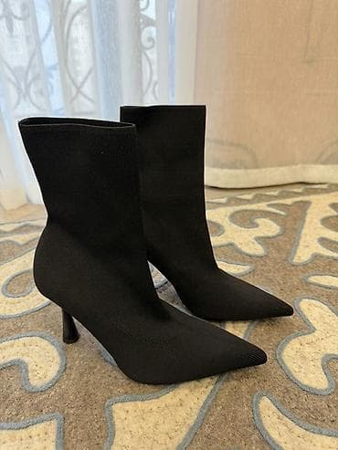 сапоги зара: Ботинки, 37, Zara, Б/у, цвет - Черный — 1