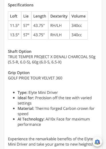 Спорт жана эс алуу: Callaway ELYTE Mini Driver (Graphite) Для гольфа. Компактный драйвер — 2