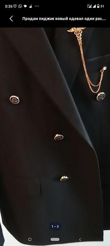 Костюмы: Двубортный мужской пиджак Marsel, черный. - Классический крой с — 3